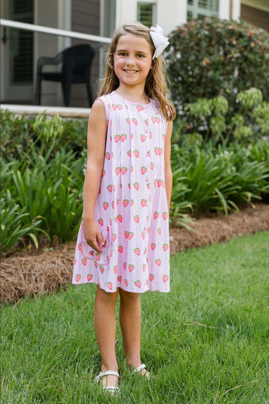 Reagan Dress, Strawberry Stripe