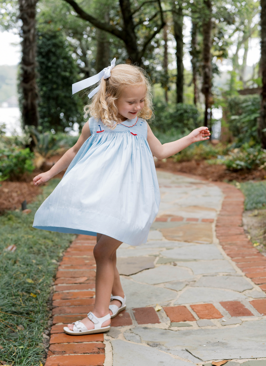 Ella Dress - Brentwood Blue Pique, Sailboat