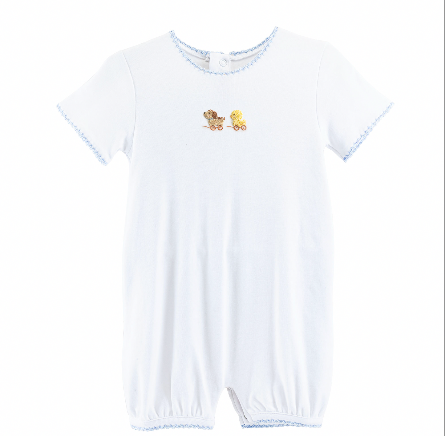 Tiny baby Toys Crochet Romper with Crochet Trim