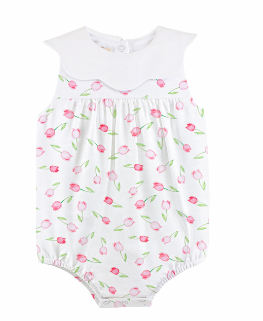 Baby Tulips Pink Printed Bubble w/Collar