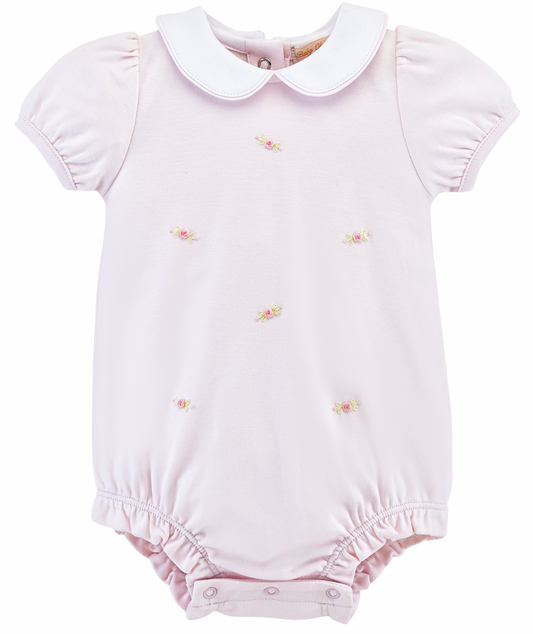 Sweet Roses Hand Embroidered Bubble with Round Collar