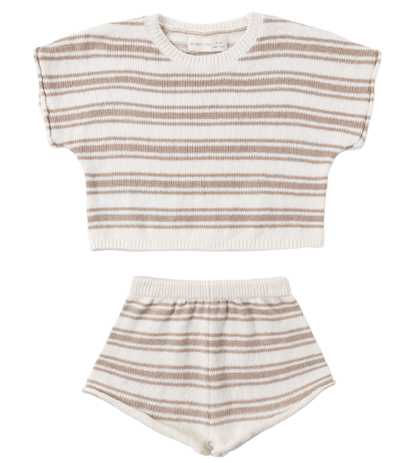 Relaxed Summer Knit Set in Oat Stripe