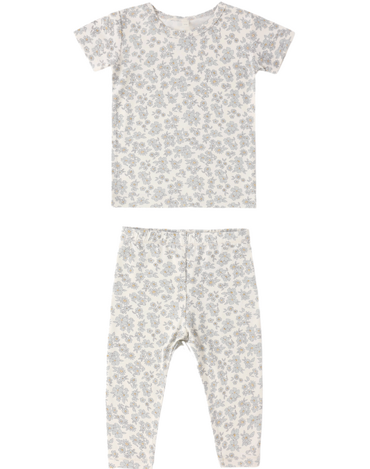 Bamboo Short Sleeve Pajama Set in Blue Floral