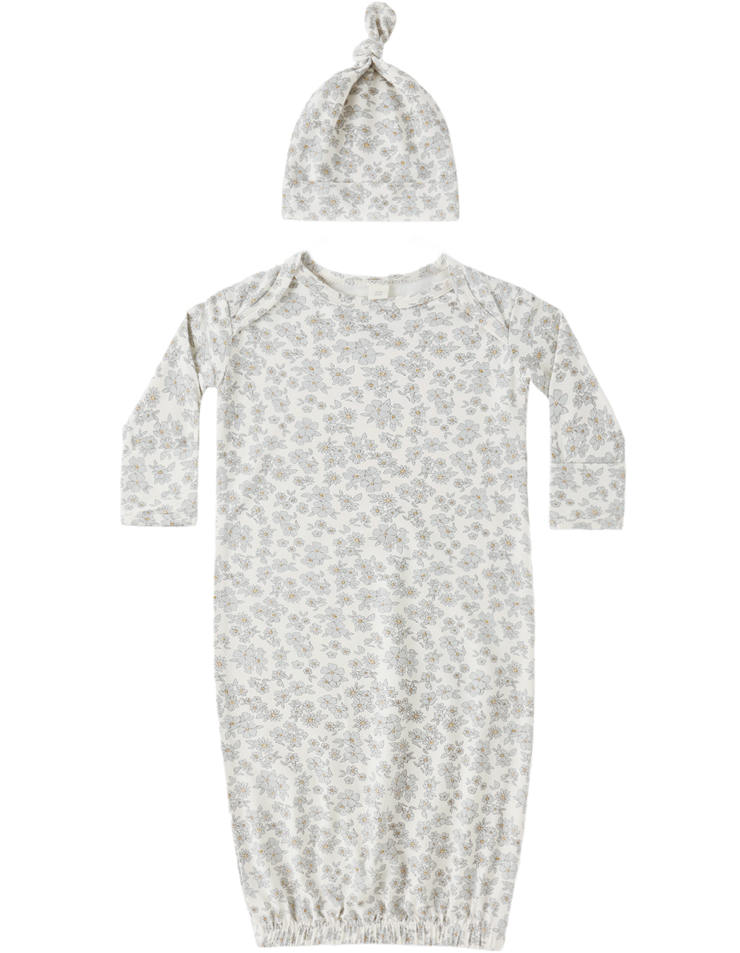 Bamboo Baby Hat + Gown Set Blue Floral