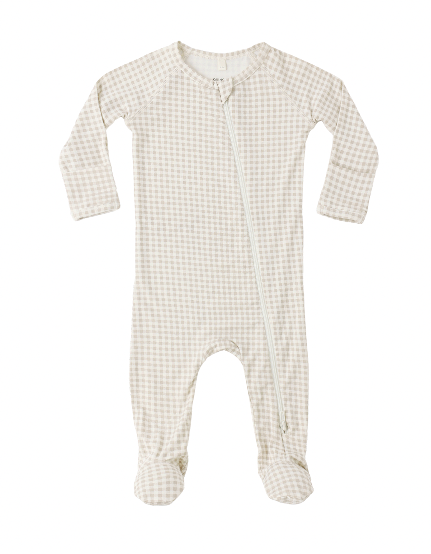 Bamboo Zip Footie Oat Gingham