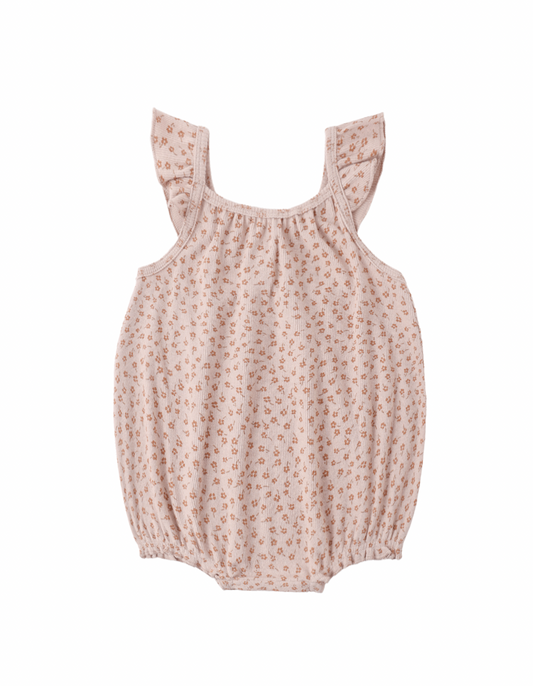 ribbed Ruffle Romper in Posy