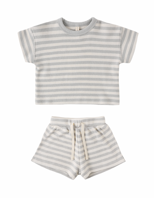 Waffle Tee + Short Set Sky Stripe
