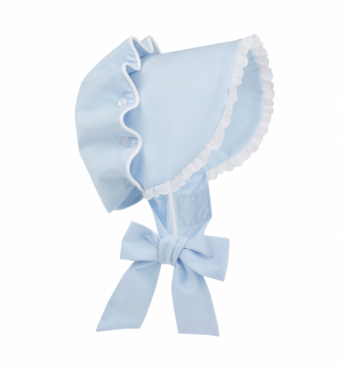 Bellefaire Bonnet- Broadcloth/Eyelet Buckhead Blue