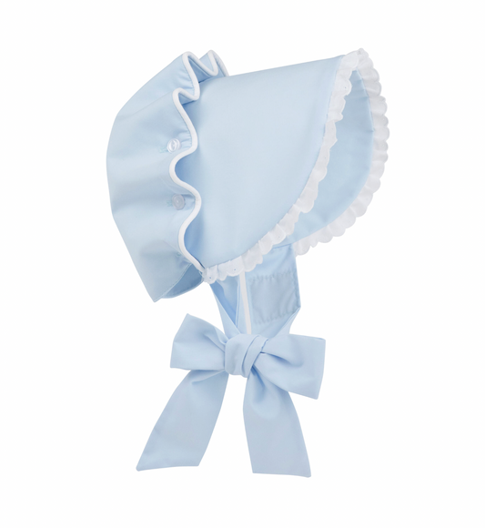 Bellefaire Bonnet- Broadcloth/Eyelet Buckhead Blue