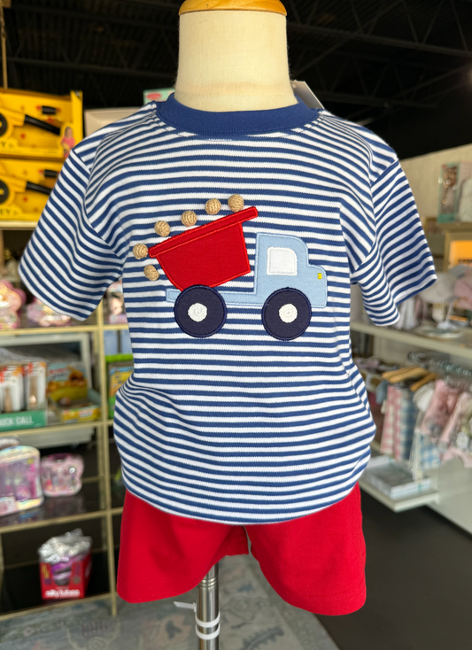 Navy Stripe Dump Truck Shirt