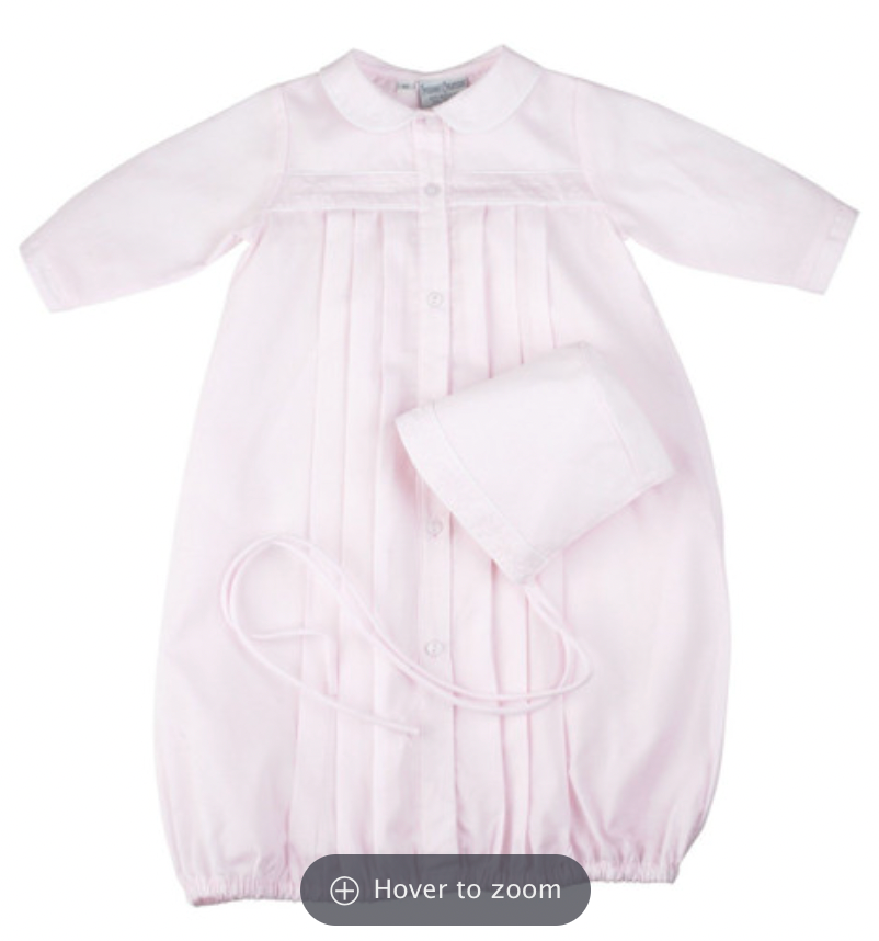 Girls Dot Embroidered Take Me Home Gown With Bonnet