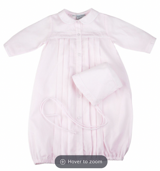 Girls Dot Embroidered Take Me Home Gown With Bonnet