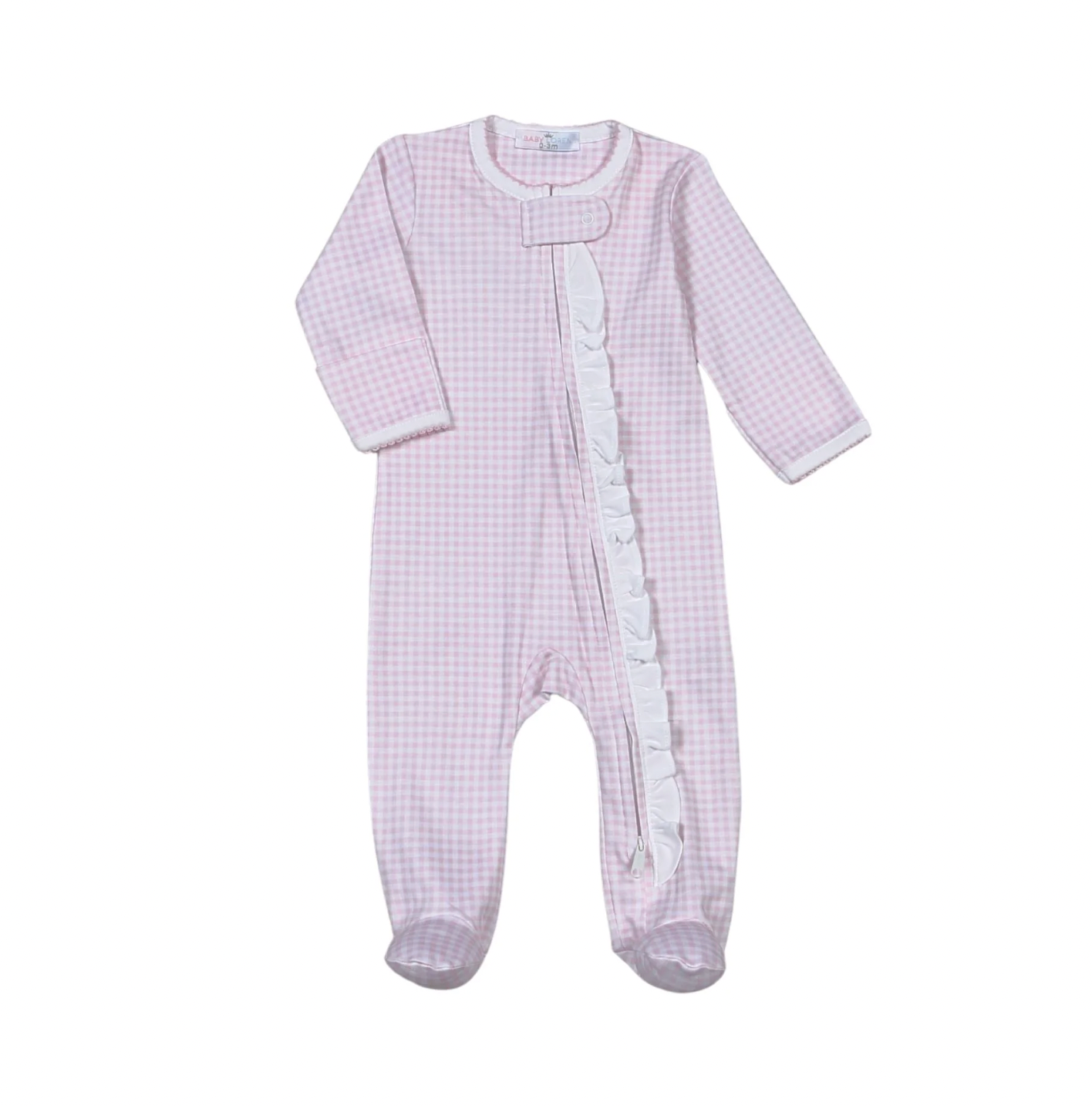Pink Gingham Zipper Footie