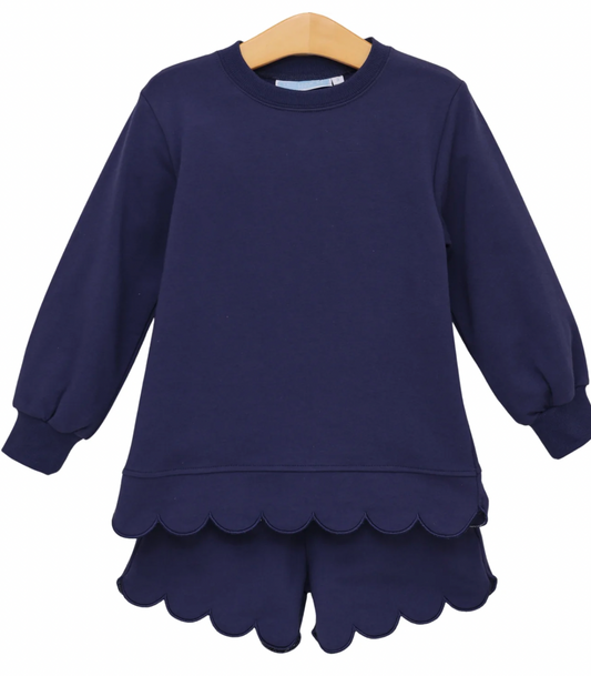 Sophie Scalloped Set - Navy