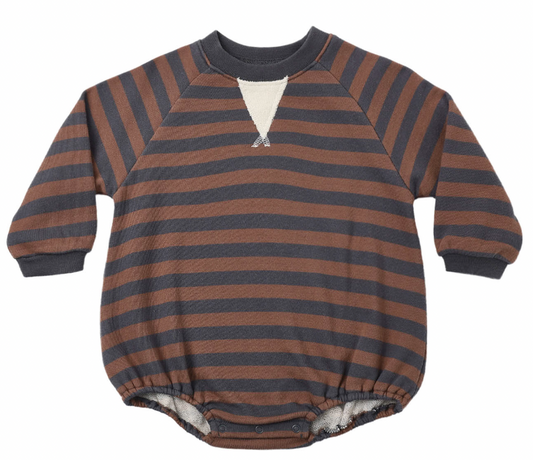 Crewneck Romper Mulberry Stripe