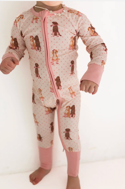 Pink Pup Romper Zipper Romper