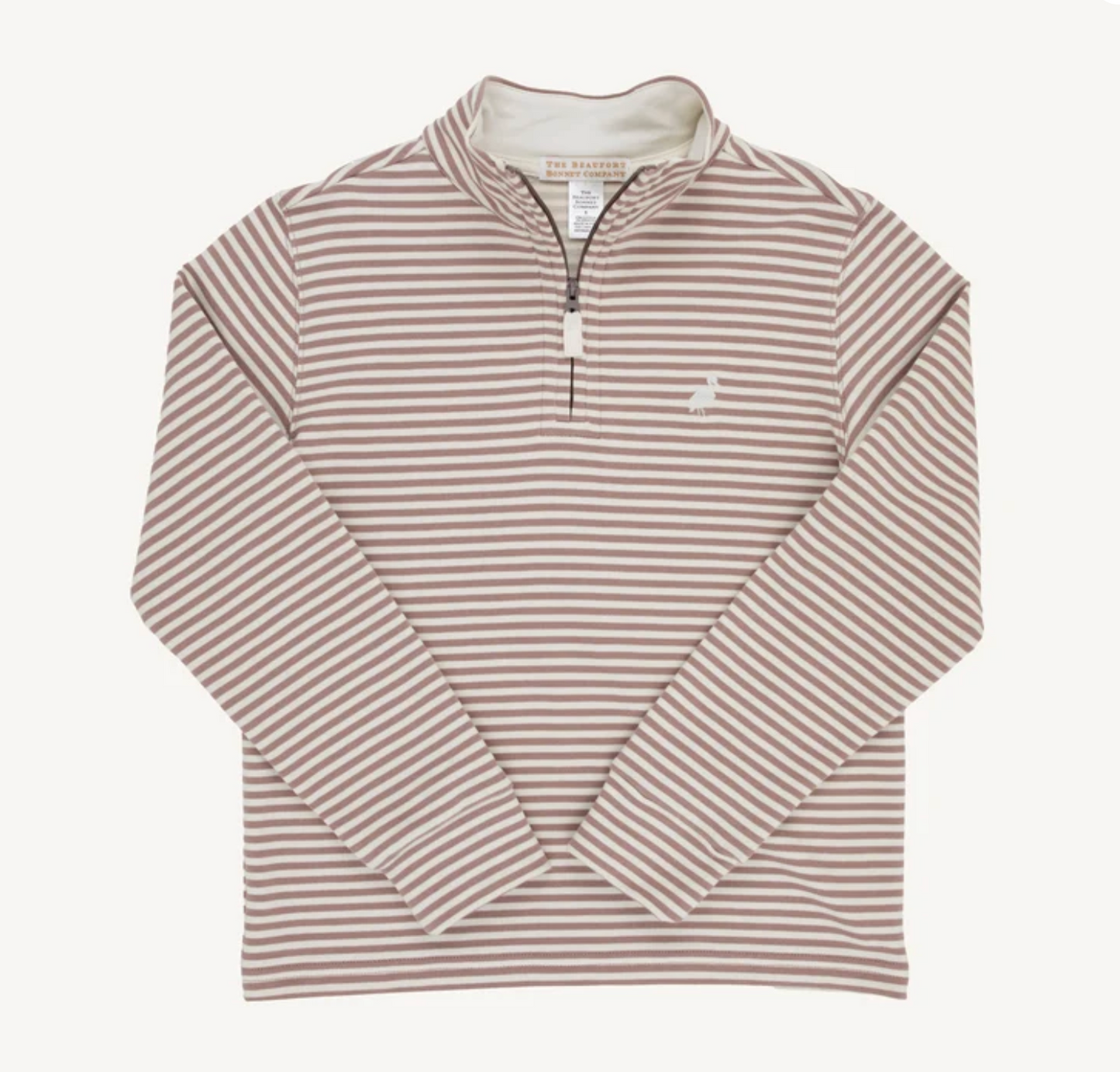 Hayword Halfzip in Gray Bay Brown Stripe