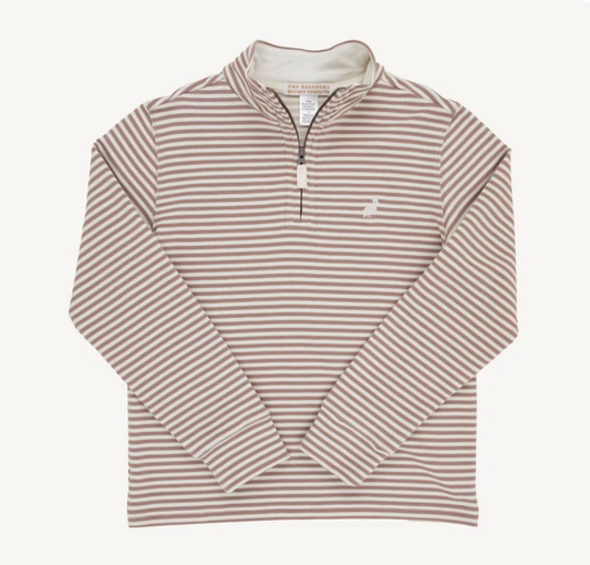 Hayword Halfzip in Gray Bay Brown Stripe