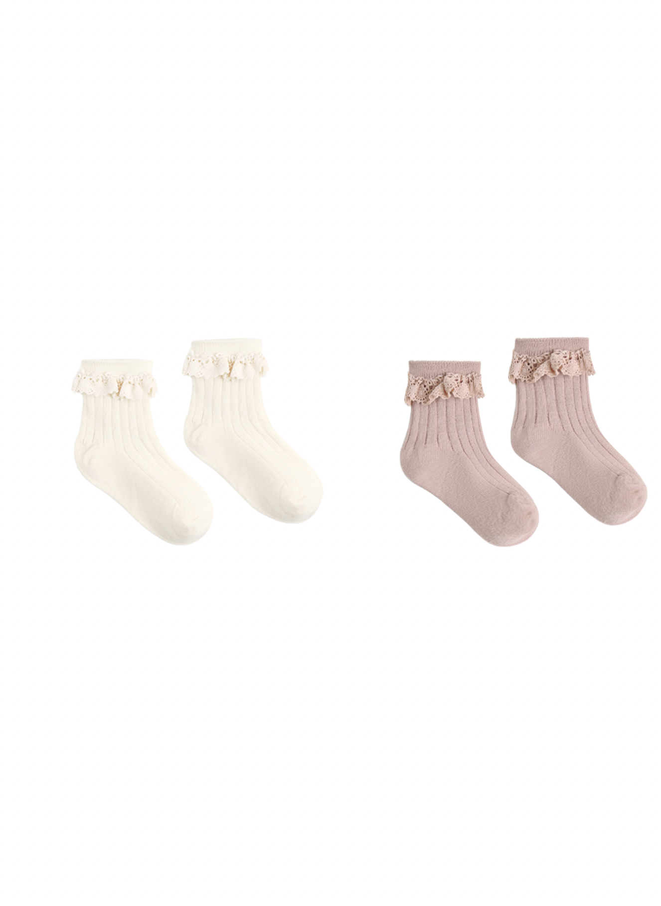 Lace Trim Socks Rosewood Natural