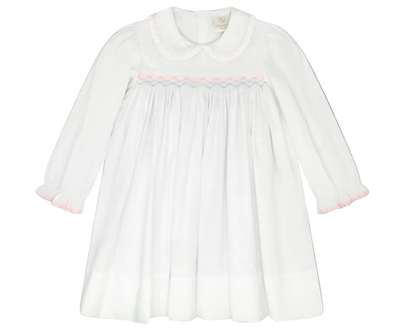 Willow White Pique Pink & Blue Smocking Dress