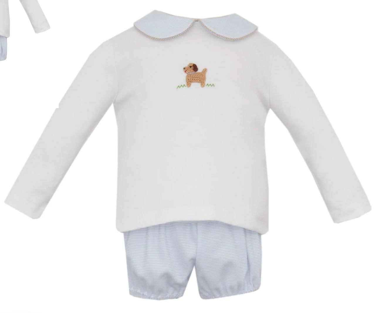 Puppies Knit Stripe Boy Diaper Set L/S