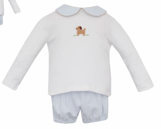 Puppies Knit Stripe Boy Diaper Set L/S