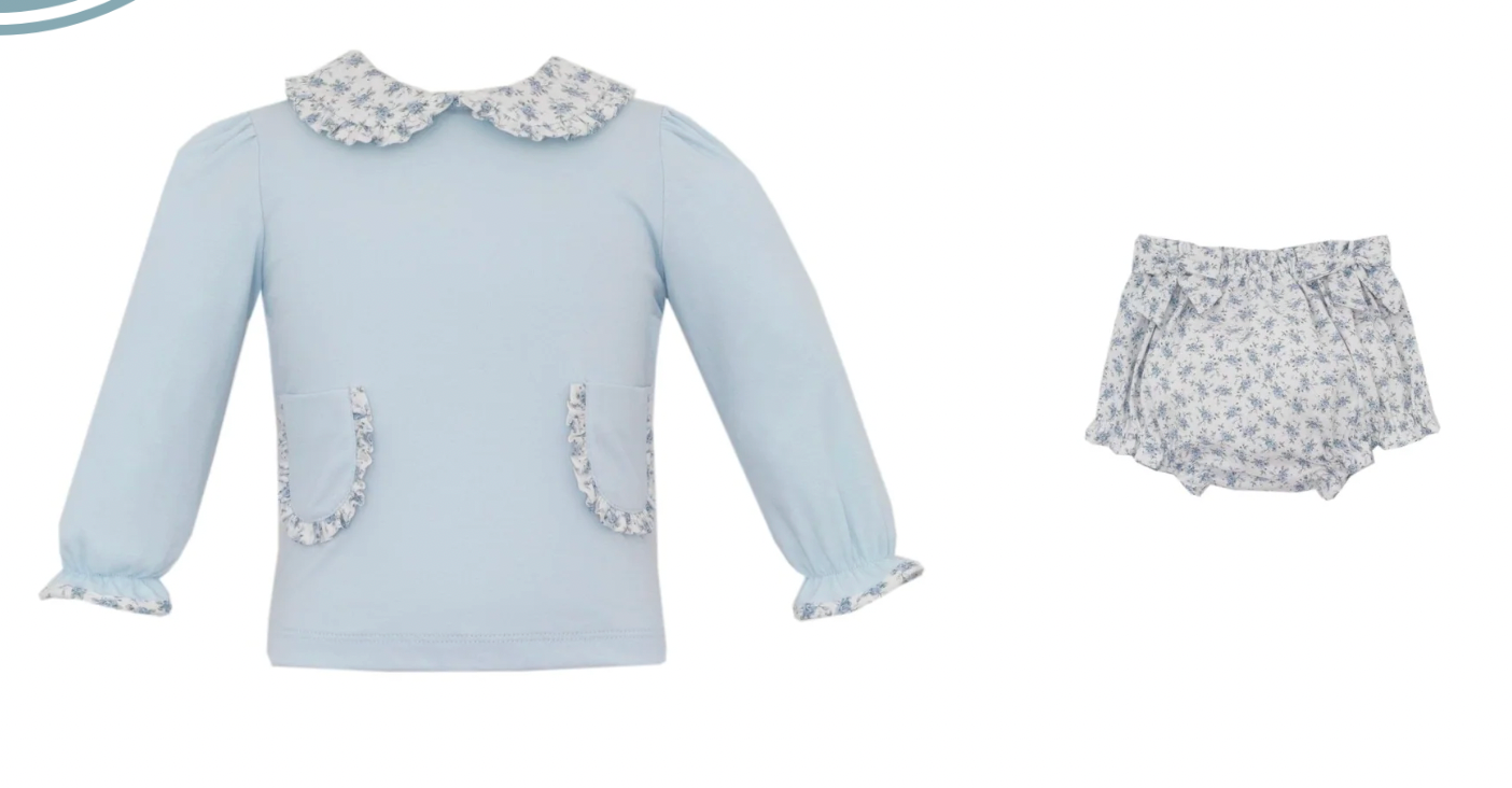 Blue Floral Bloomer Set L/S