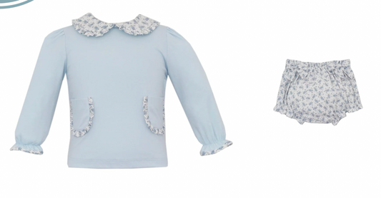 Blue Floral Bloomer Set L/S