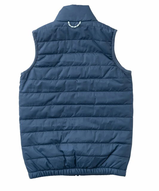Puffer Vest In Dark Denim Blue With Football Liner