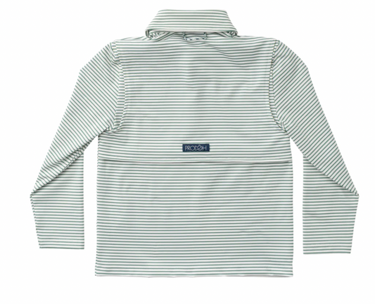 Performance Polo In Green Spruce Stripe