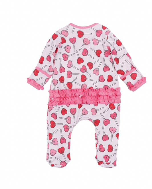 Sweetheart Pops Ruffle Zipper Footie