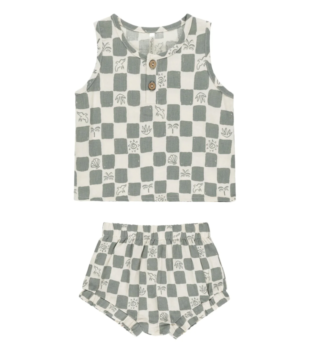 Baby Tank Set in Costal Check