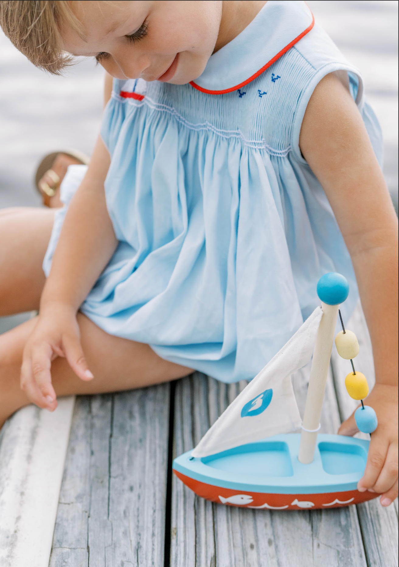 Beckett Bubble, Brentwood Blue Pique Sailboat