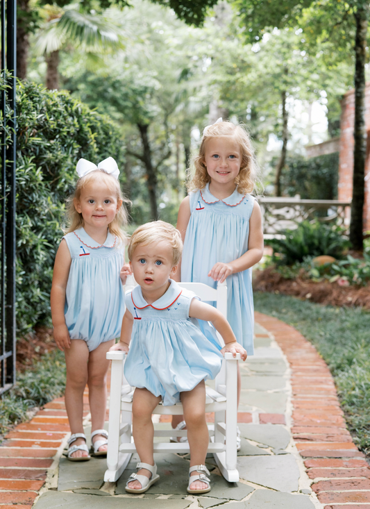 Ella Dress - Brentwood Blue Pique, Sailboat