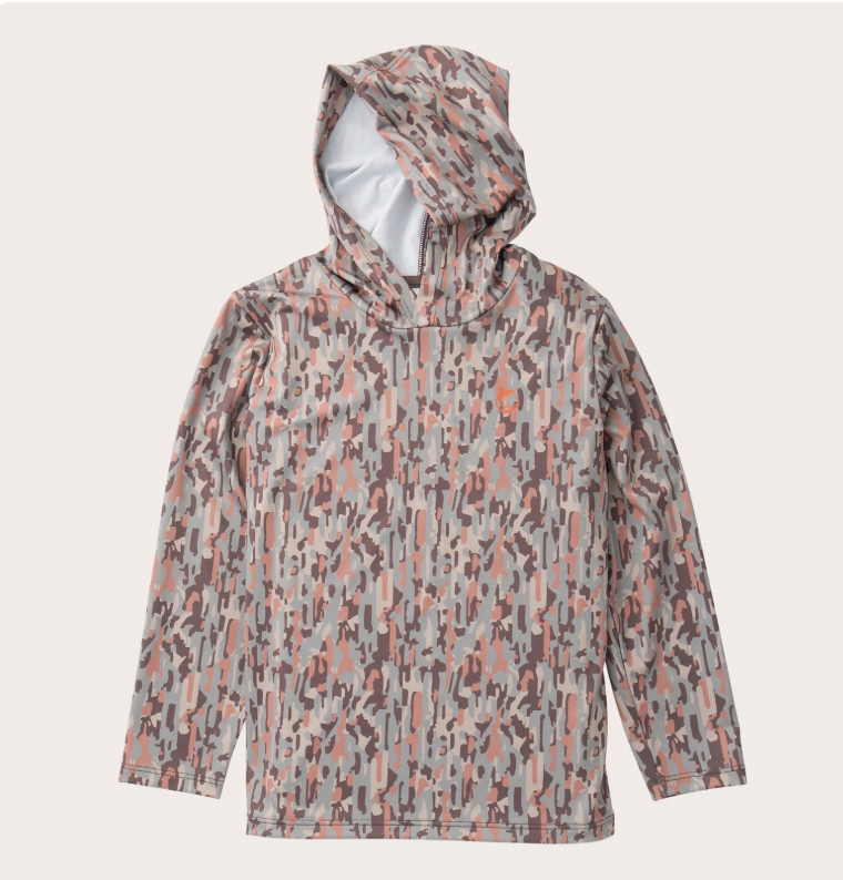 Boys' Performance Hoodie T Shirt in Neutral Camo with Deer Antlers