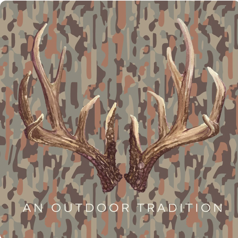 Boys' Performance Hoodie T Shirt in Neutral Camo with Deer Antlers