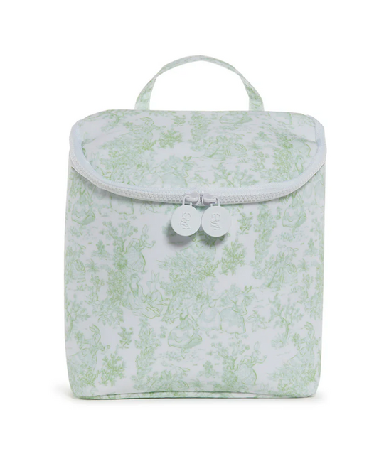 TAKE AWAY INSULATED LUNCH BAG - BUNNY TOILE GREEN