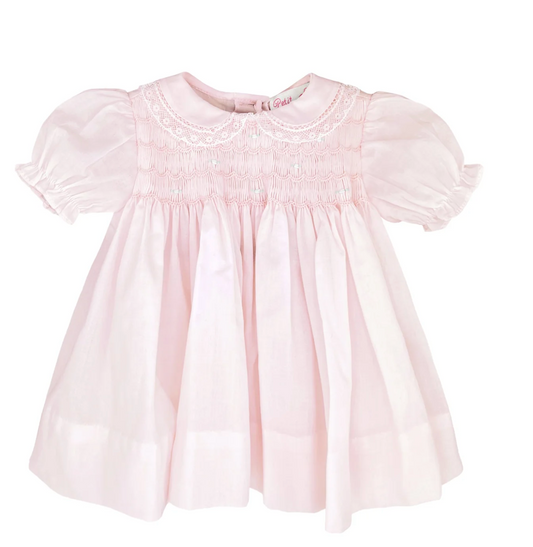 Petit Ami Fully Smocked Dress with Lace