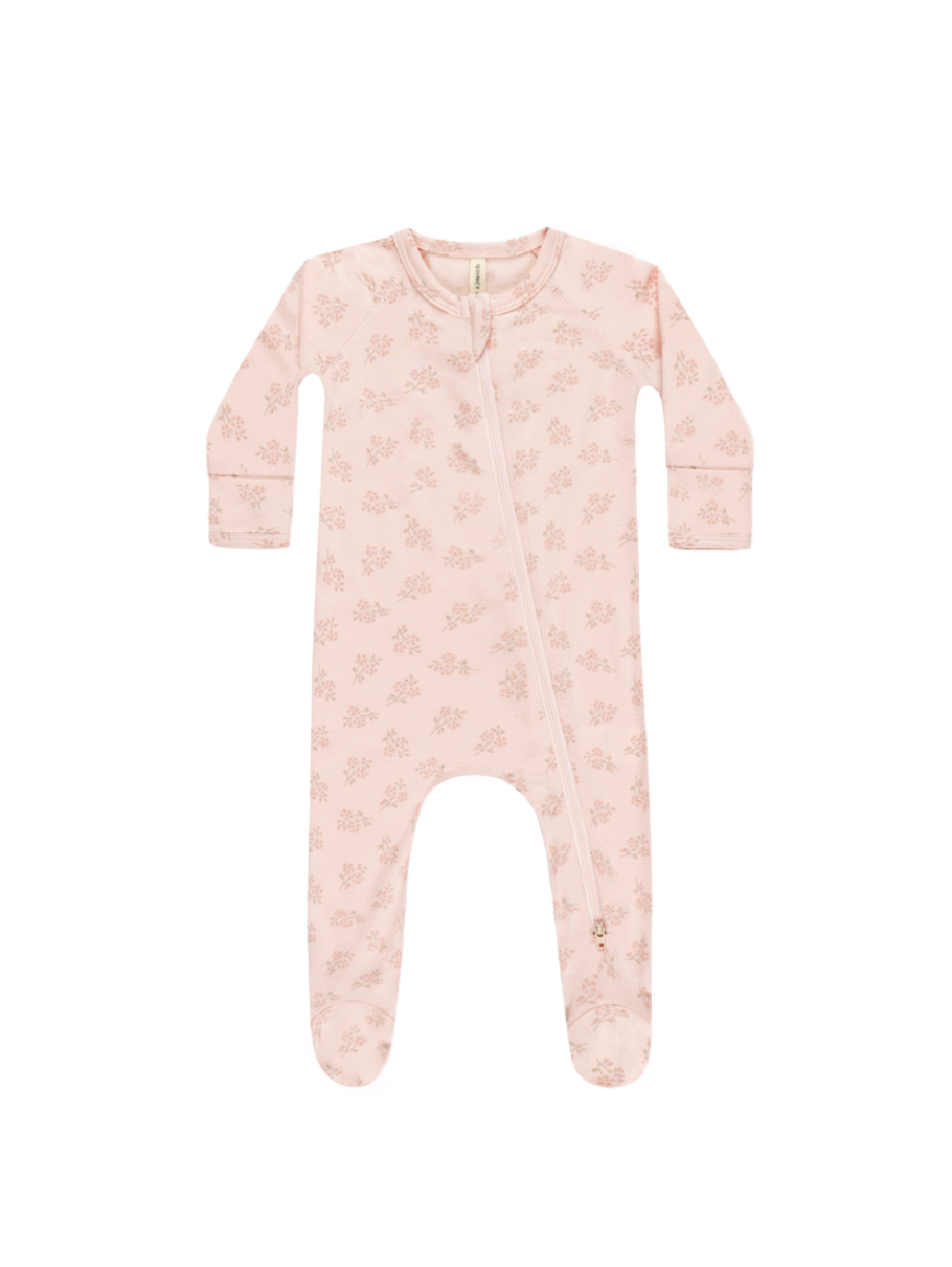 Zip Footie in Pink Blossom