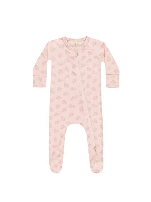 Zip Footie in Pink Blossom