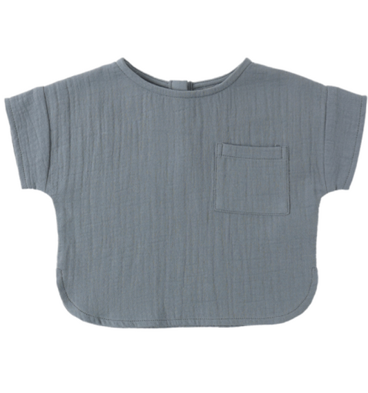 Woven Boxy Top & Utility Short Set in Ocean