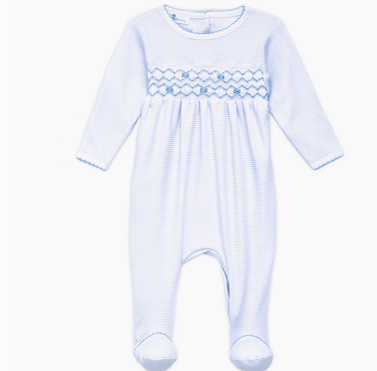 Jacob Smocked Footie - Light Blue