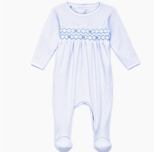 Jacob Smocked Footie - Light Blue