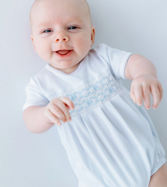 Jacob Smocked Bubble - Light Blue