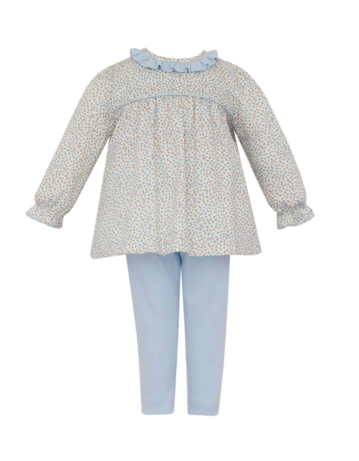 Blue Tunic Orange Print Legging Set
