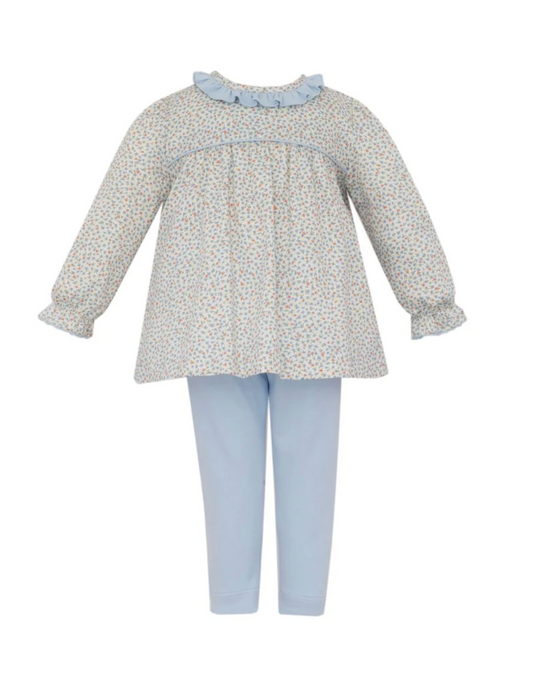 Blue Tunic Orange Print Legging Set