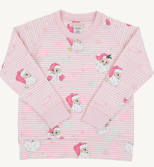 Cassidy Crewneck in Dear Santa Palm Beach Palm Stripe