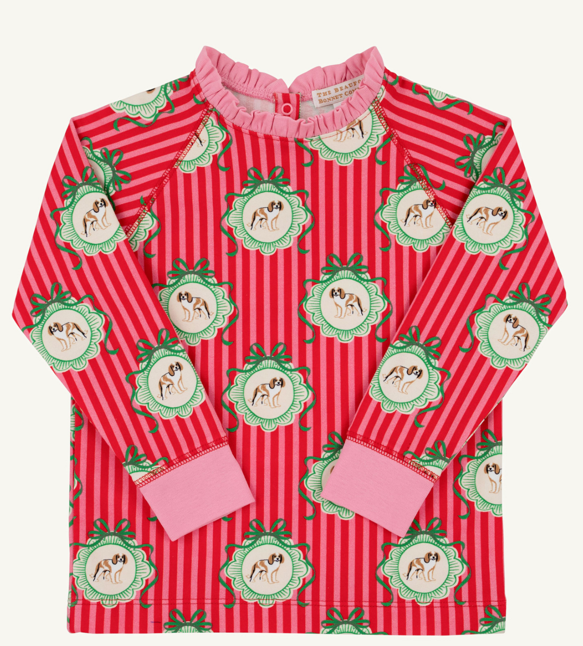 Cassidy Comfy Crewneck Ruffle in Distinguished Doggies