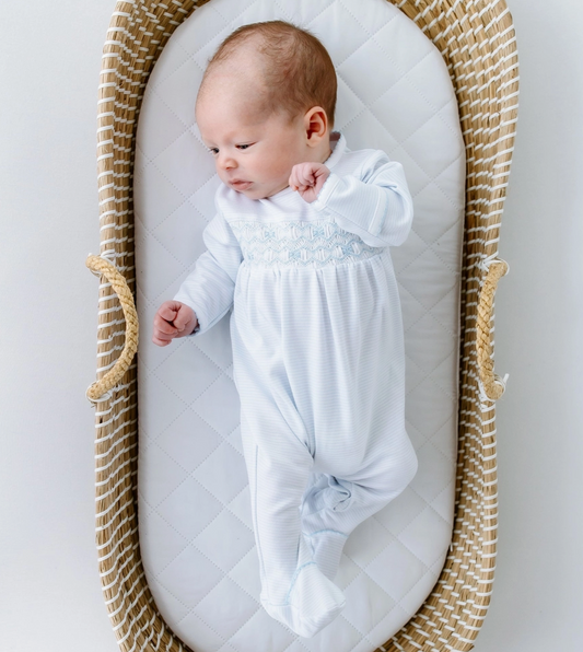 Jacob Smocked Footie - Light Blue